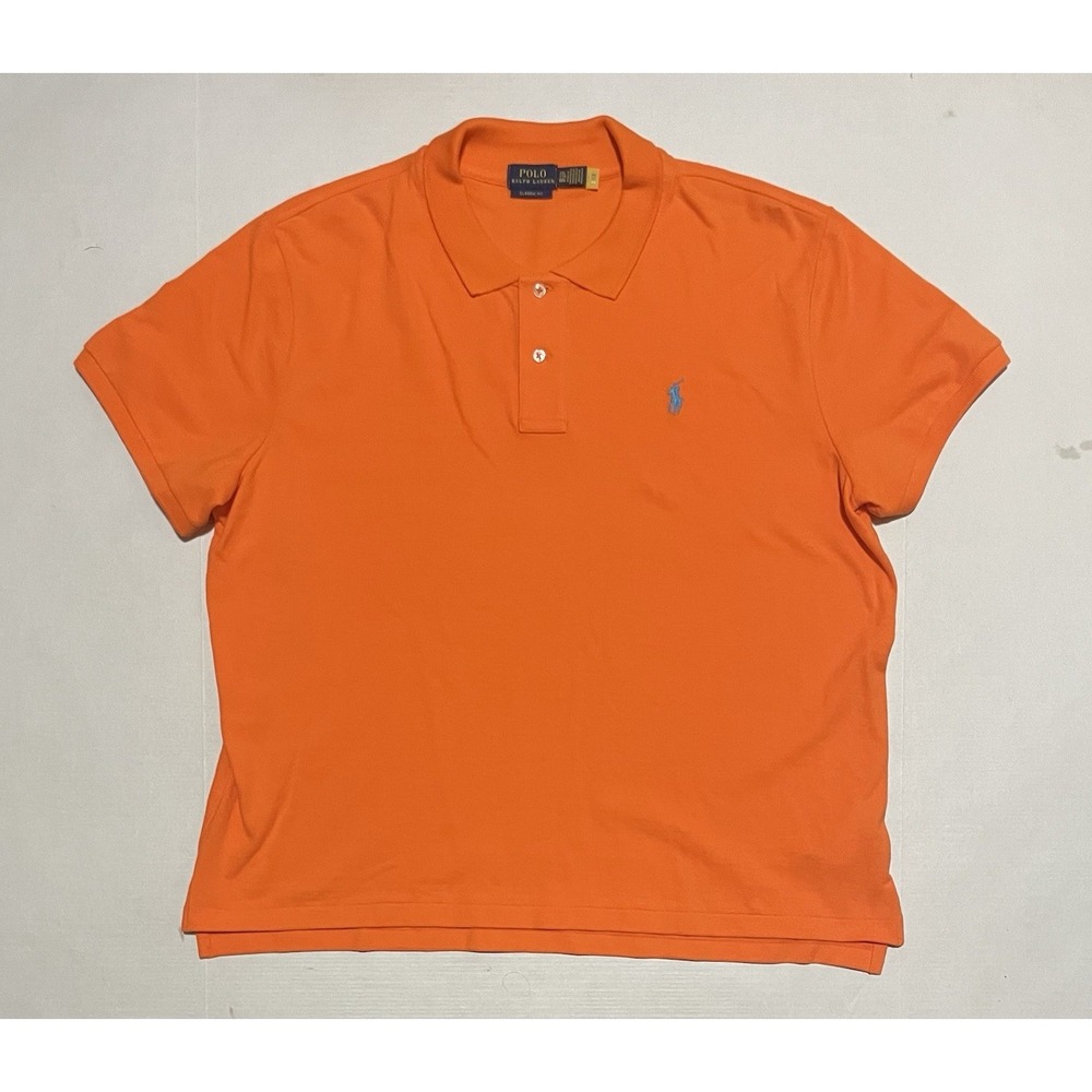 Polo Ralph Lauren Polo Shirt Mens 2XL Orange Short Sleeve Cotton Stretch Pony